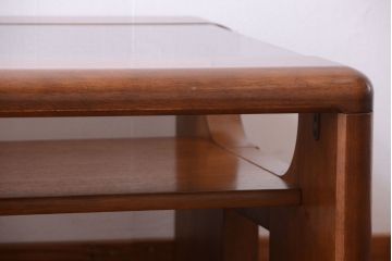 ヴィンテージ家具　maruni(マル二木工)　ビンテージ品　ガラス天板座卓(センターテーブル)