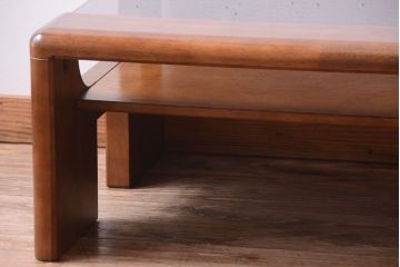 ヴィンテージ家具　maruni(マル二木工)　ビンテージ品　ガラス天板座卓(センターテーブル)