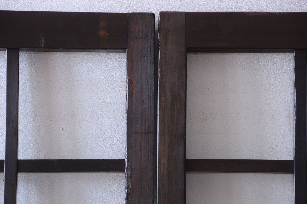 古民具・骨董　明治〜大正期　クリアガラス入り格子蔵戸