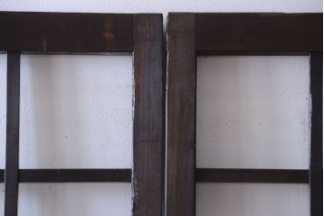 古民具・骨董　明治〜大正期　クリアガラス入り格子蔵戸