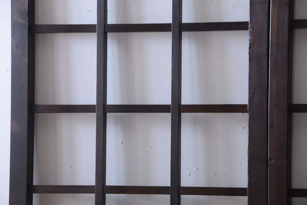 古民具・骨董　明治〜大正期　クリアガラス入り格子蔵戸