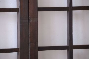 古民具・骨董　明治〜大正期　クリアガラス入り格子蔵戸