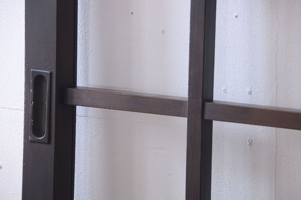 古民具・骨董　明治〜大正期　クリアガラス入り格子蔵戸