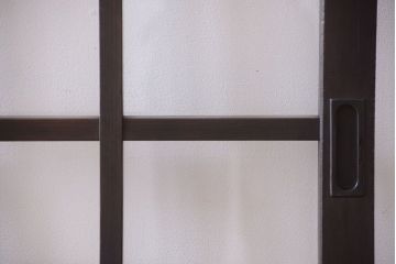 古民具・骨董　明治〜大正期　クリアガラス入り格子蔵戸