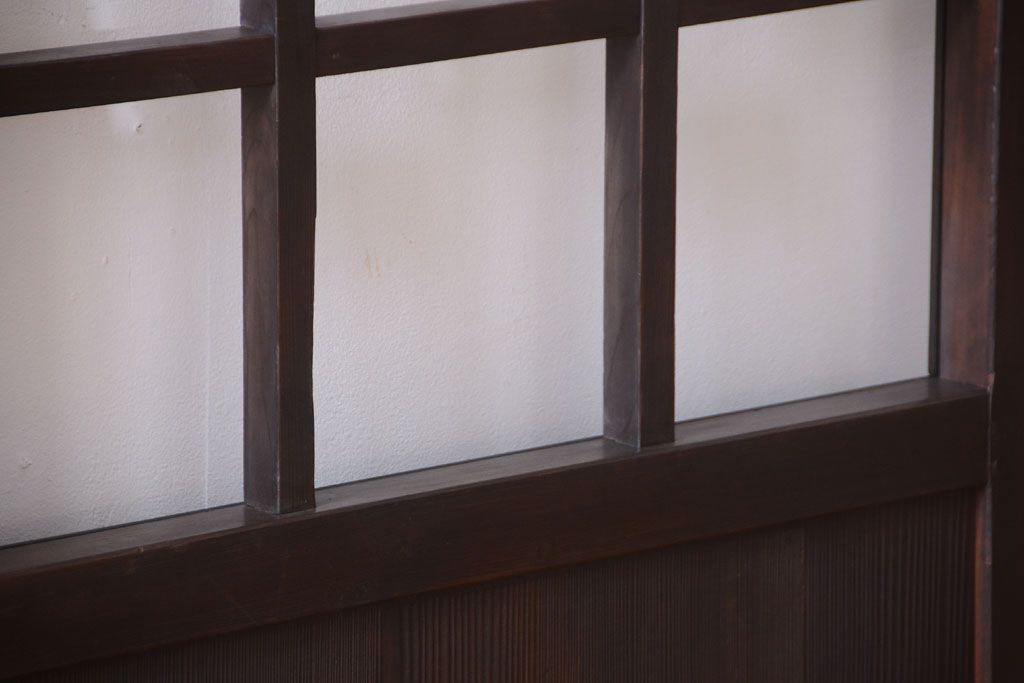 古民具・骨董　明治〜大正期　クリアガラス入り格子蔵戸