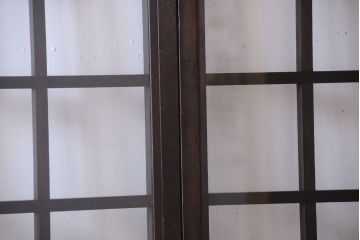 古民具・骨董　明治〜大正期　クリアガラス入り格子蔵戸
