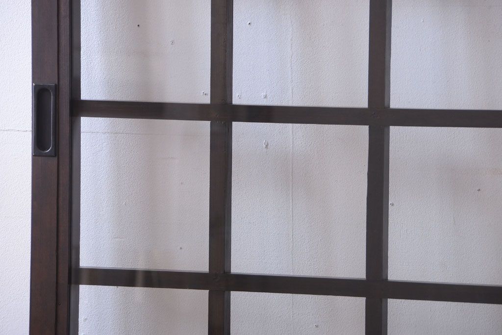 古民具・骨董　明治〜大正期　クリアガラス入り格子蔵戸