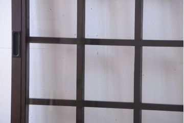 古民具・骨董　明治〜大正期　クリアガラス入り格子蔵戸