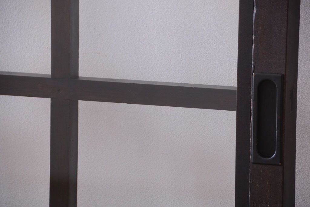 古民具・骨董　明治〜大正期　クリアガラス入り格子蔵戸