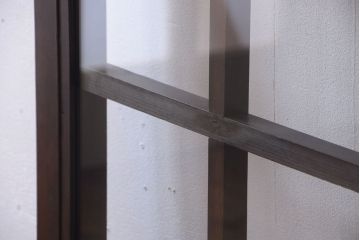 古民具・骨董　明治〜大正期　クリアガラス入り格子蔵戸