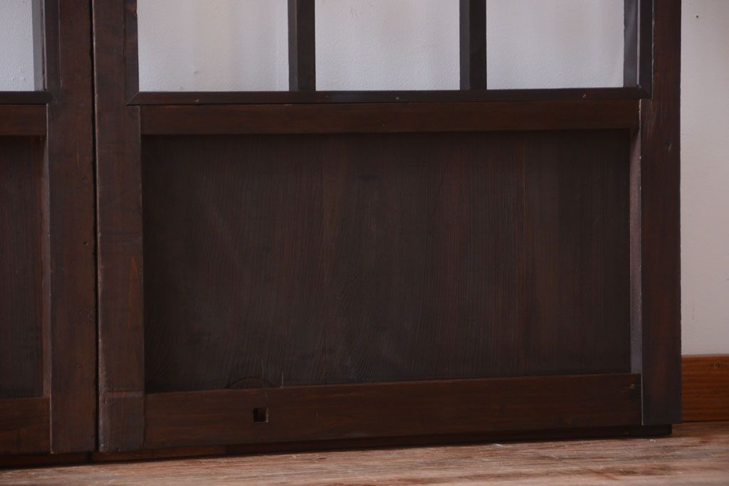 古民具・骨董　明治〜大正期　クリアガラス入り格子蔵戸