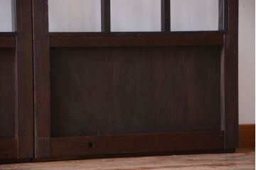 古民具・骨董　明治〜大正期　クリアガラス入り格子蔵戸
