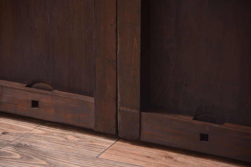 古民具・骨董　明治〜大正期　クリアガラス入り格子蔵戸