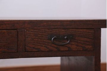 アンティーク家具　古民具・骨董　明治〜大正期　引き出し付き!総欅材のアンティーク文机