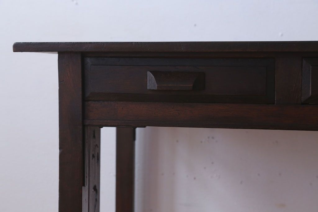 アンティーク家具　大正ロマン　透かし彫りが美しいアンティーク平机(デスク)