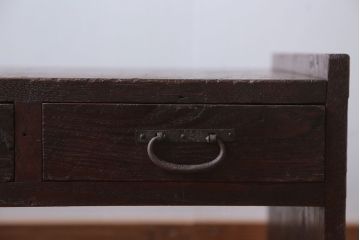 アンティーク家具　古民具・骨董　丸金具付き!古い栗材のアンティーク文机