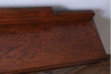 アンティーク家具　イギリスアンティーク　ステンドグラス扉のブルボーズレッグ本箱(ブックケース・収納棚)