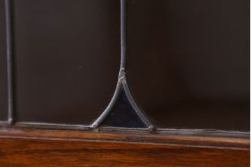 アンティーク家具　イギリスアンティーク　ステンドグラス扉のブルボーズレッグ本箱(ブックケース・収納棚)