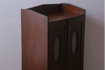 アンティーク家具　和製アンティーク　丸窓がおしゃれな古い木製の本箱(ブックケース)