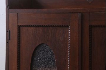 アンティーク家具　和製アンティーク　丸窓がおしゃれな古い木製の本箱(ブックケース)