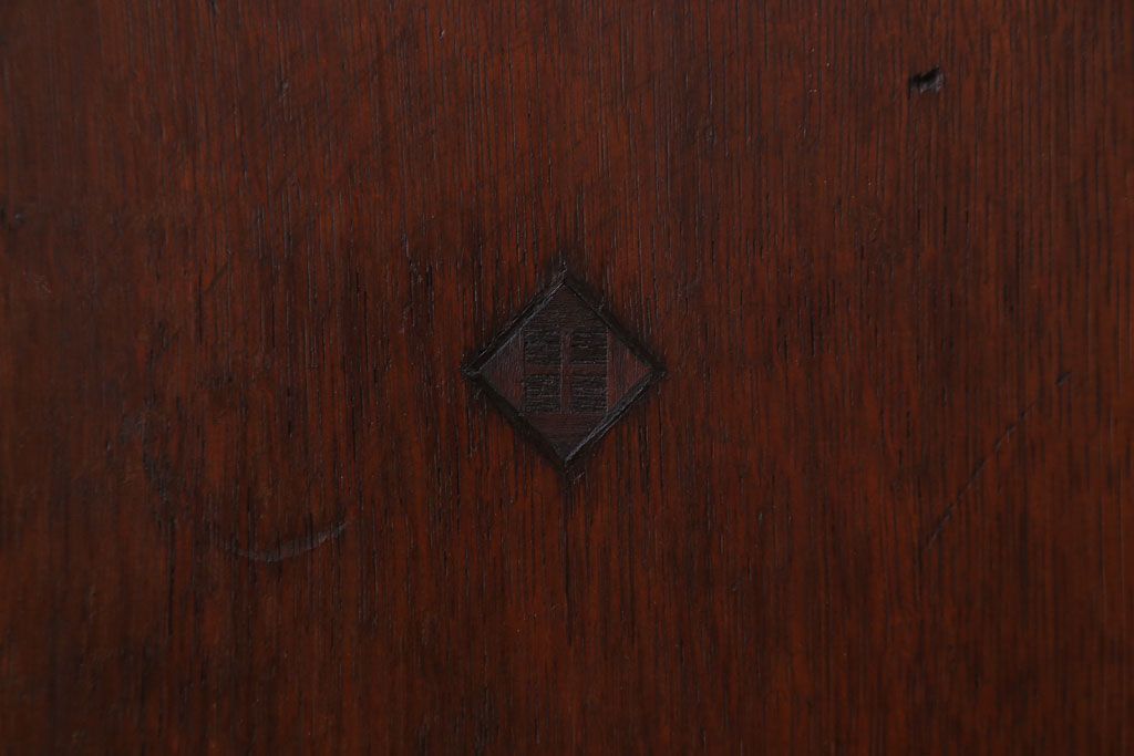 アンティーク家具　和製アンティーク　丸窓がおしゃれな古い木製の本箱(ブックケース)