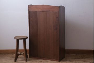 アンティーク家具　和製アンティーク　丸窓がおしゃれな古い木製の本箱(ブックケース)