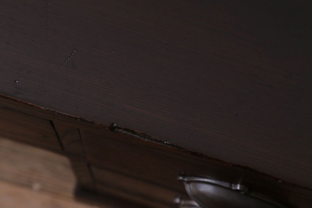 アンティーク家具　古民具・骨董　明治〜大正期　総欅材のアンティーク座机(両袖机)