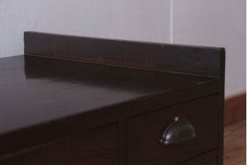 アンティーク家具　古民具・骨董　明治〜大正期　総欅材のアンティーク座机(両袖机)