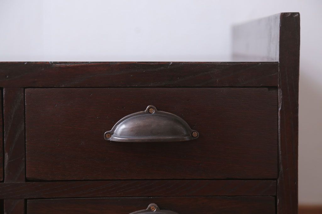 アンティーク家具　古民具・骨董　明治〜大正期　総欅材のアンティーク座机(両袖机)