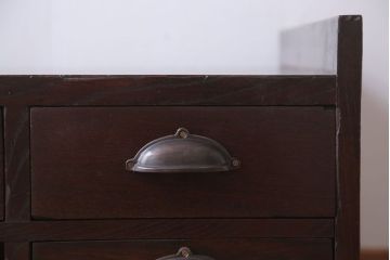 アンティーク家具　古民具・骨董　明治〜大正期　総欅材のアンティーク座机(両袖机)