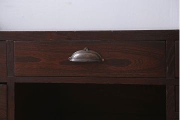 アンティーク家具　古民具・骨董　明治〜大正期　総欅材のアンティーク座机(両袖机)