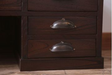 アンティーク家具　古民具・骨董　明治〜大正期　総欅材のアンティーク座机(両袖机)