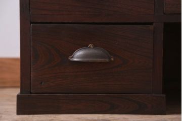 アンティーク家具　古民具・骨董　明治〜大正期　総欅材のアンティーク座机(両袖机)