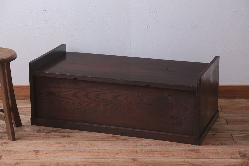 アンティーク家具　古民具・骨董　明治〜大正期　総欅材のアンティーク座机(両袖机)