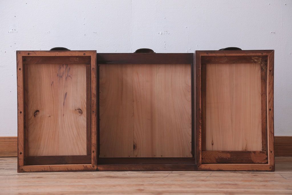 アンティーク家具　古民具・骨董　明治〜大正期　総欅材のアンティーク座机(両袖机)