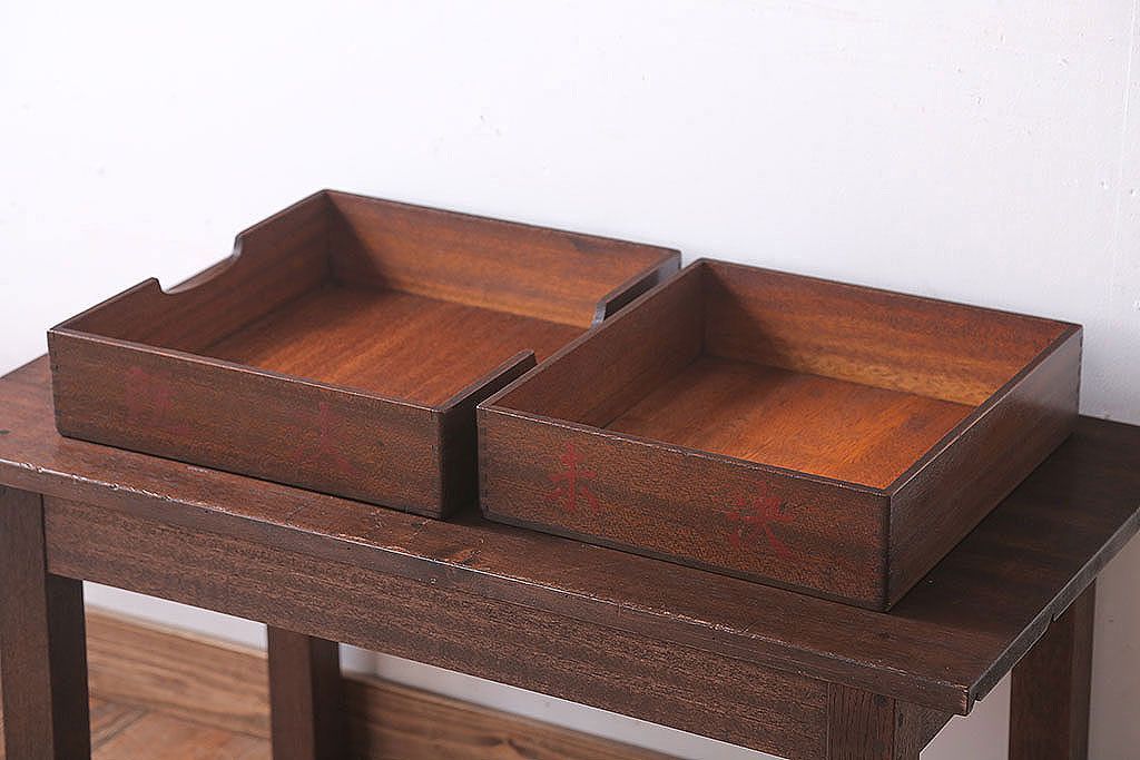 アンティーク雑貨　和製アンティーク　古い木製の決裁箱(木箱)