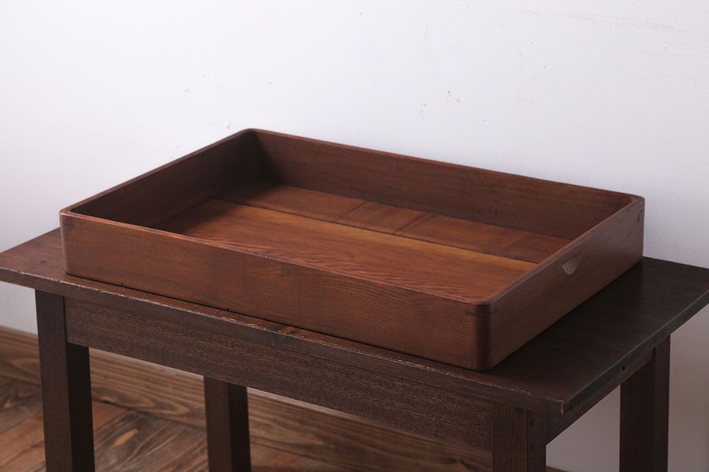 アンティーク雑貨　和製アンティーク　古い木製のレトロな衣装盆(お盆・トレー)(2)