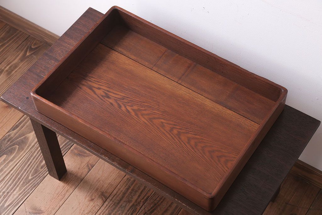 アンティーク雑貨　和製アンティーク　古い木製のレトロな衣装盆(お盆・トレー)(2)