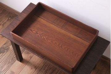 アンティーク雑貨　和製アンティーク　古い木製のレトロな衣装盆(お盆・トレー)(2)