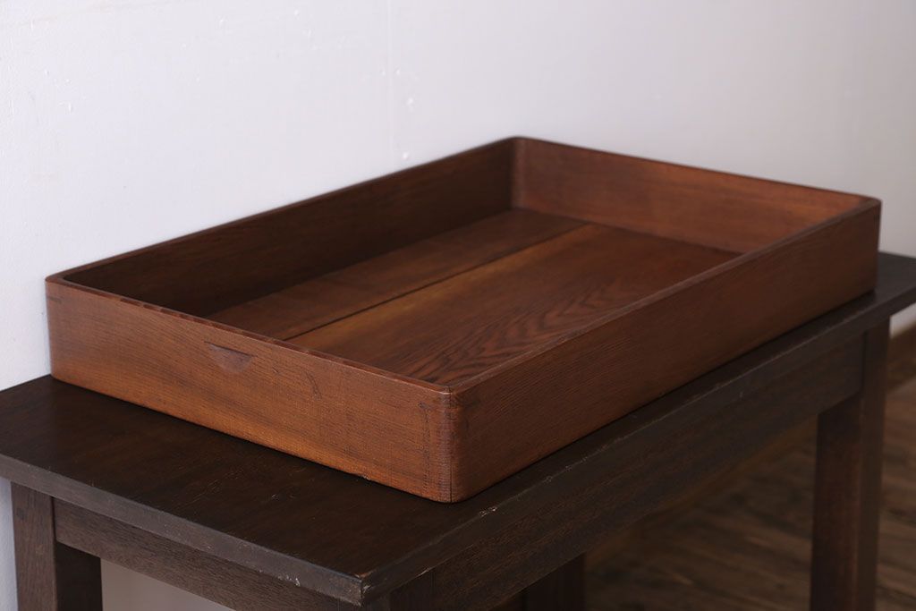 アンティーク雑貨　和製アンティーク　古い木製のレトロな衣装盆(お盆・トレー)(2)