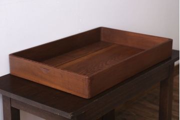 アンティーク雑貨　和製アンティーク　古い木製のレトロな衣装盆(お盆・トレー)(2)