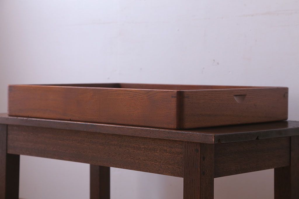 アンティーク雑貨　和製アンティーク　古い木製のレトロな衣装盆(お盆・トレー)(2)