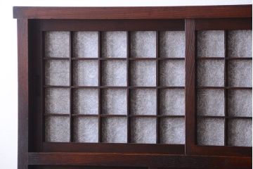 アンティーク家具　古民具・骨董　前面欅材!和紙張り引き戸のアンティーク茶箪笥