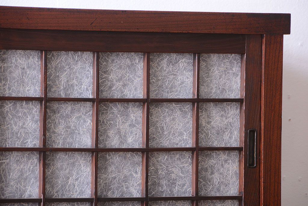 アンティーク家具　古民具・骨董　前面欅材!和紙張り引き戸のアンティーク茶箪笥