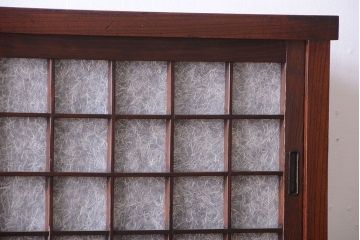 アンティーク家具　古民具・骨董　前面欅材!和紙張り引き戸のアンティーク茶箪笥