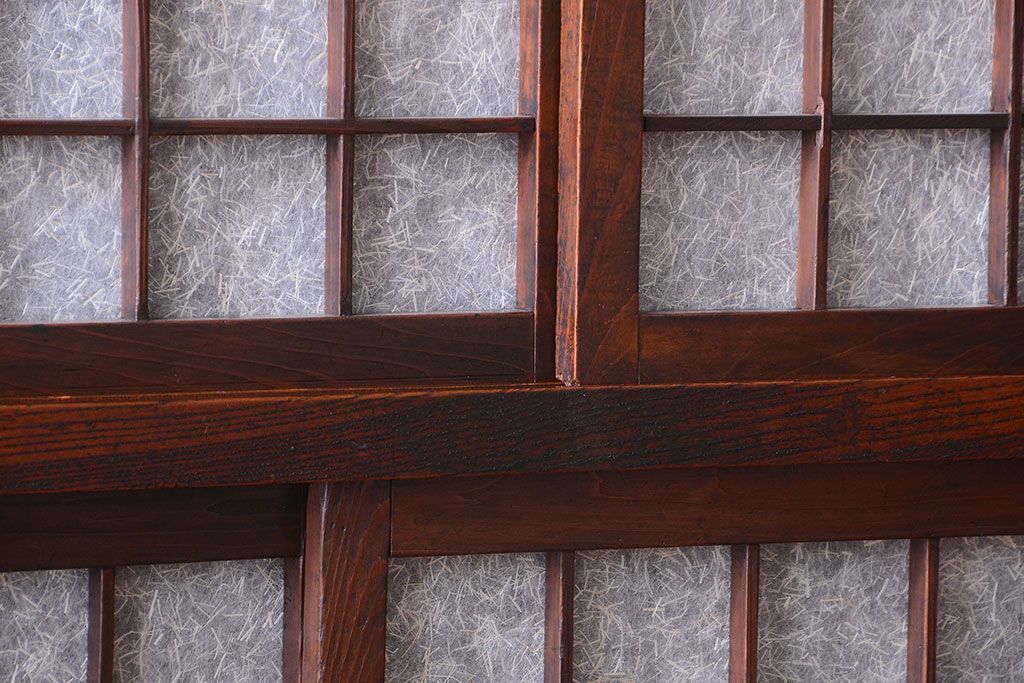 アンティーク家具　古民具・骨董　前面欅材!和紙張り引き戸のアンティーク茶箪笥