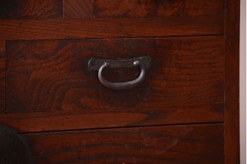 アンティーク家具　古民具・骨董　前面欅材!和紙張り引き戸のアンティーク茶箪笥