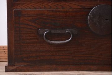 アンティーク家具　古民具・骨董　前面欅材!和紙張り引き戸のアンティーク茶箪笥