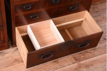 アンティーク家具　古民具・骨董　前面欅材!和紙張り引き戸のアンティーク茶箪笥