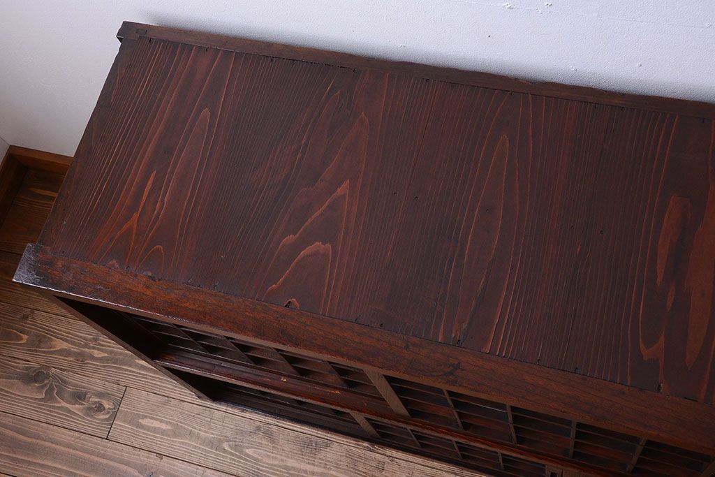 アンティーク家具　古民具・骨董　前面欅材!和紙張り引き戸のアンティーク茶箪笥